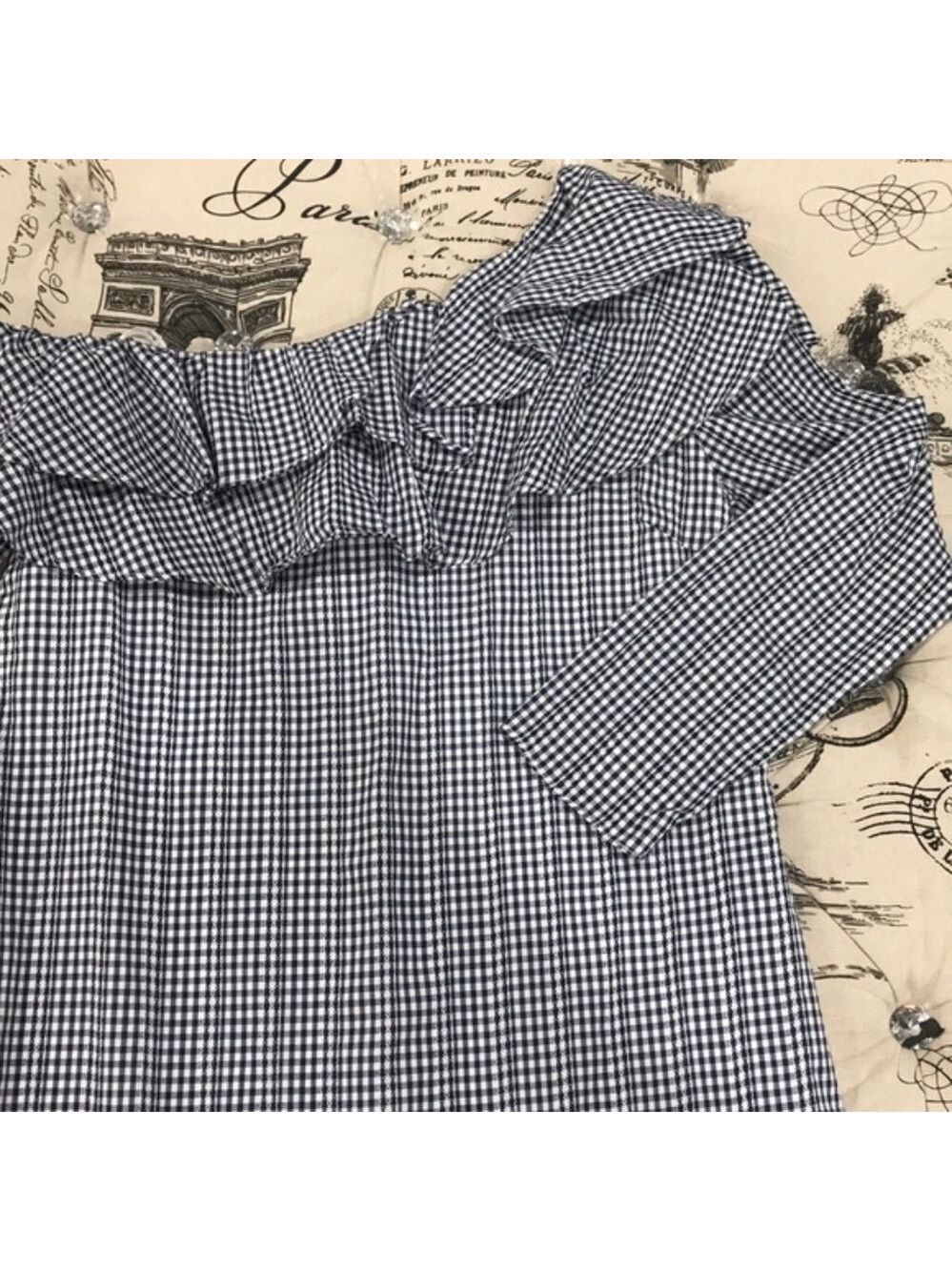 Adelyn Rae Gingham One-Shoulder Ruffle Dress - Picture 4 of 7